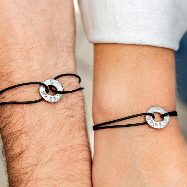 His and Hers Bracelets - Couples Custom Message Bracelets