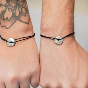 2nd Anniversary Couples Gift, Cotton Anniversary Bracelets, Personalised Couples Message Bracelets, Second Anniversary Bracelet Gift