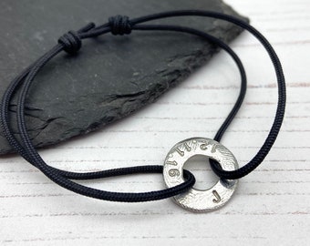 Bracelet personnalisé cadeau d'anniversaire en étain - Bracelet date 10e anniversaire - Bracelet message simple pour lui - Cadeau de mariage 10 ans pour elle