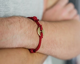 Washer Bracelet - Mens Personalised Disc Bracelet - Unisex Recycled Brass Eternity Message Bracelet