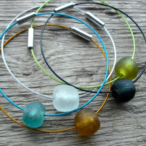 Recycled Glass Bangle - Stacking Bangle Bracelet - Simple Bangle - eco friendly gift - glass jewellery