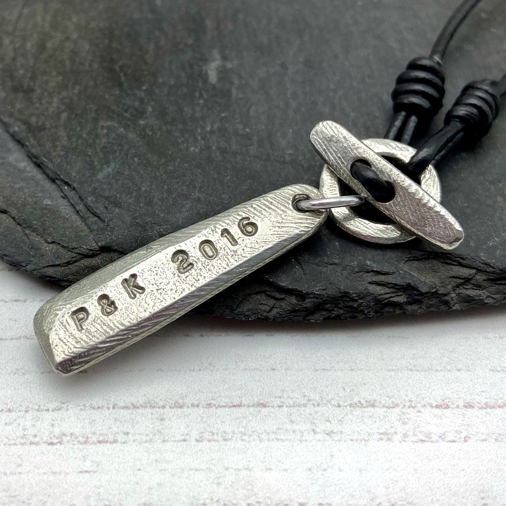 Personalised Custom Stamped Pendant Necklace Pendant Clasp Necklace Custom  Jewellery Necklace Gift for Boyfriend Unisex Necklace 