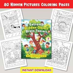 Extreme Hidden Object Brain Teasers, Printable Search & Find, Hidden Picture Games For Kids, I Spy Games