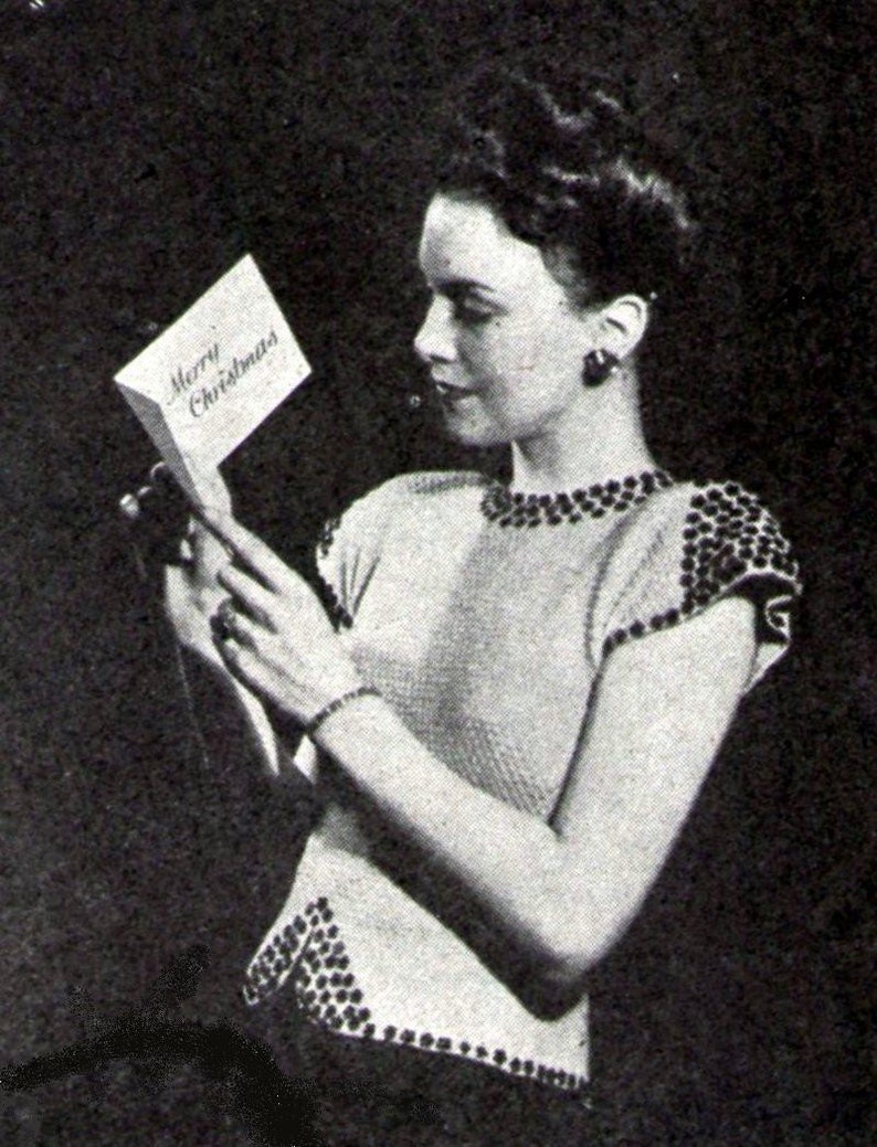 Ladies Evening Jumper 1945 Stunning Sequins Vintage Knitting Etsy