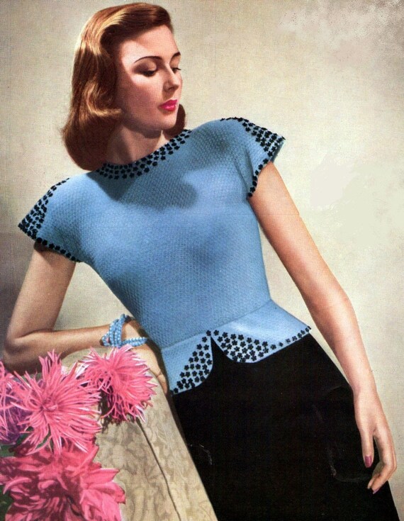 Ladies Evening Jumper 1945 Stunning Sequins Vintage Knitting Etsy