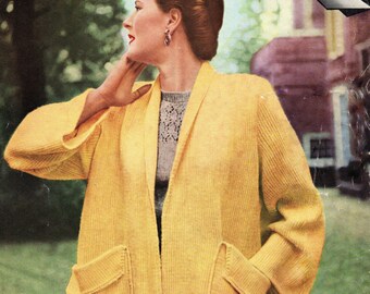 Swing Coat Jacket 1950s pdf Vintage Knitting Pattern email delivery