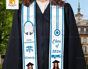 Estolas de graduación personalizadas, faja con foto de enfermería, faja de graduación, regalo de graduación, felicitaciones personalizadas 2024 estola de graduación