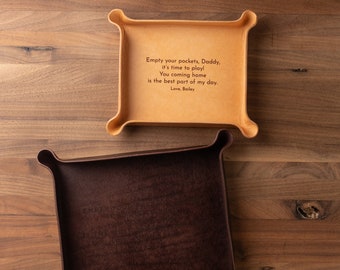 Empty Your Pockets, Daddy Leather Catchall (custom catchall, valet tray, custom gift for dad, personalized Father's Day gift, gift for dad)