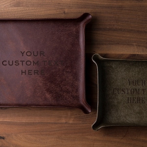 Custom Message Leather Catchall (custom leather valet tray, custom catchall, personalized gift, custom gift for him, custom gift for her)