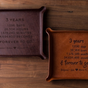 3rd Anniversary Leather Catchall (valet tray, custom leather 3rd anniversary gift, personalized gift for him, personalized gift for her)