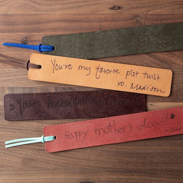 Your Handwriting Leather Bookmark (custom leather bookmark, personalized gift, handwriting gift, custom gift for him, custom gift for her, )