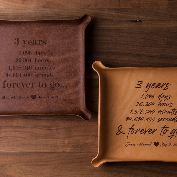 3rd Anniversary Leather Catchall (valet tray, custom leather 3rd anniversary gift, personalized gift for him, personalized gift for her)