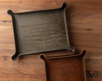 Empty Your Pockets, Daddy Leather Catchall (custom catchall, valet tray, custom gift for dad, personalized Father's Day gift, gift for dad)