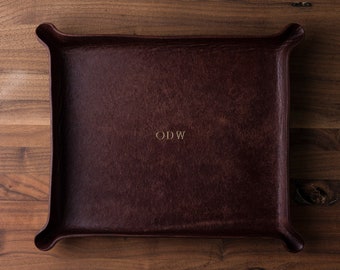 Monogrammed Leather Catchall (groomsmen gift, personalized valet tray, custom tray, anniversary gift for him, gift him, monogrammed gift)