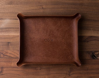 Monogrammed Leather Catchall (groomsmen gift, personalized valet tray, custom tray, gift for him, 3rd anniversary gift, monogrammed gift)