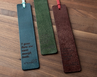 Never Enough Books Leather Bookmark (custom leather bookmark, personalized gift, gift for her, book quote gift, leather anniversary gift)