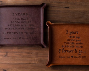 3rd Anniversary Leather Catchall (valet tray, custom leather 3rd anniversary gift, personalized gift for him, personalized gift for her)