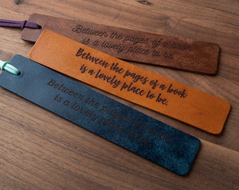 Between the Pages Leather Bookmark (custom leather bookmark, personalized leather bookmark, custom gift for her, custom gift for book lover)