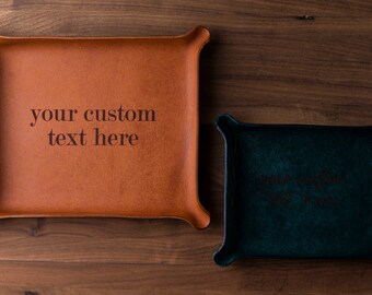 Custom Message Leather Catchall (custom leather valet tray, custom catchall, personalized gift, custom gift for him, custom gift for her)