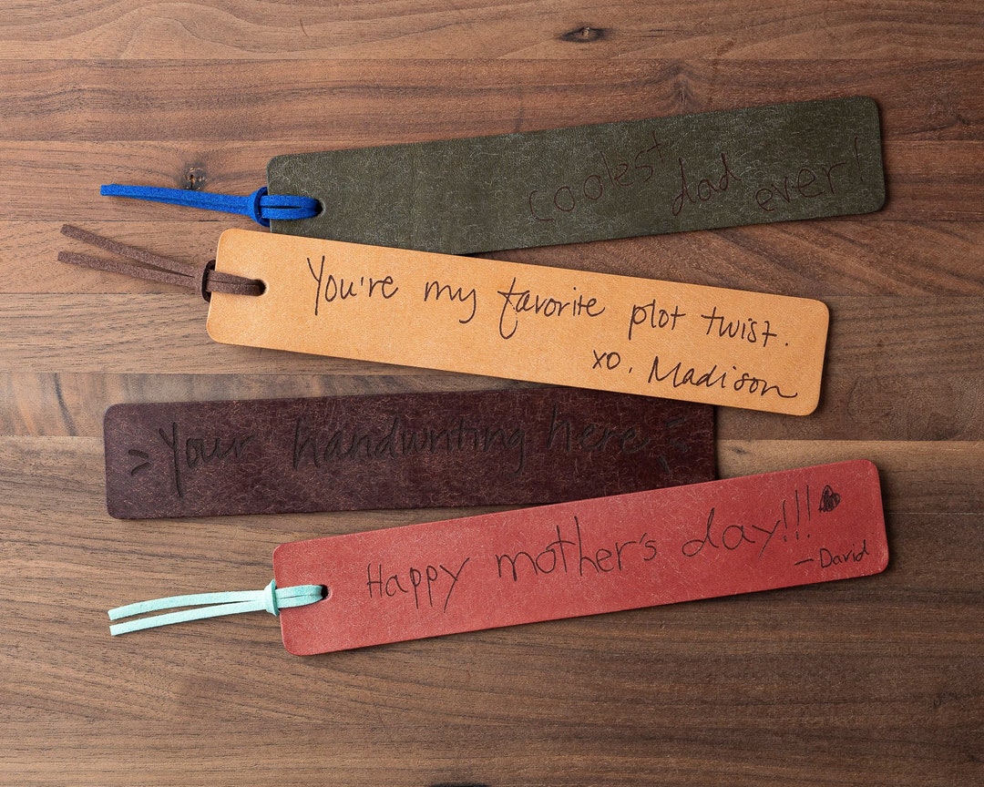 Your Handwriting Leather Bookmark custom Leather Bookmark, Personalized