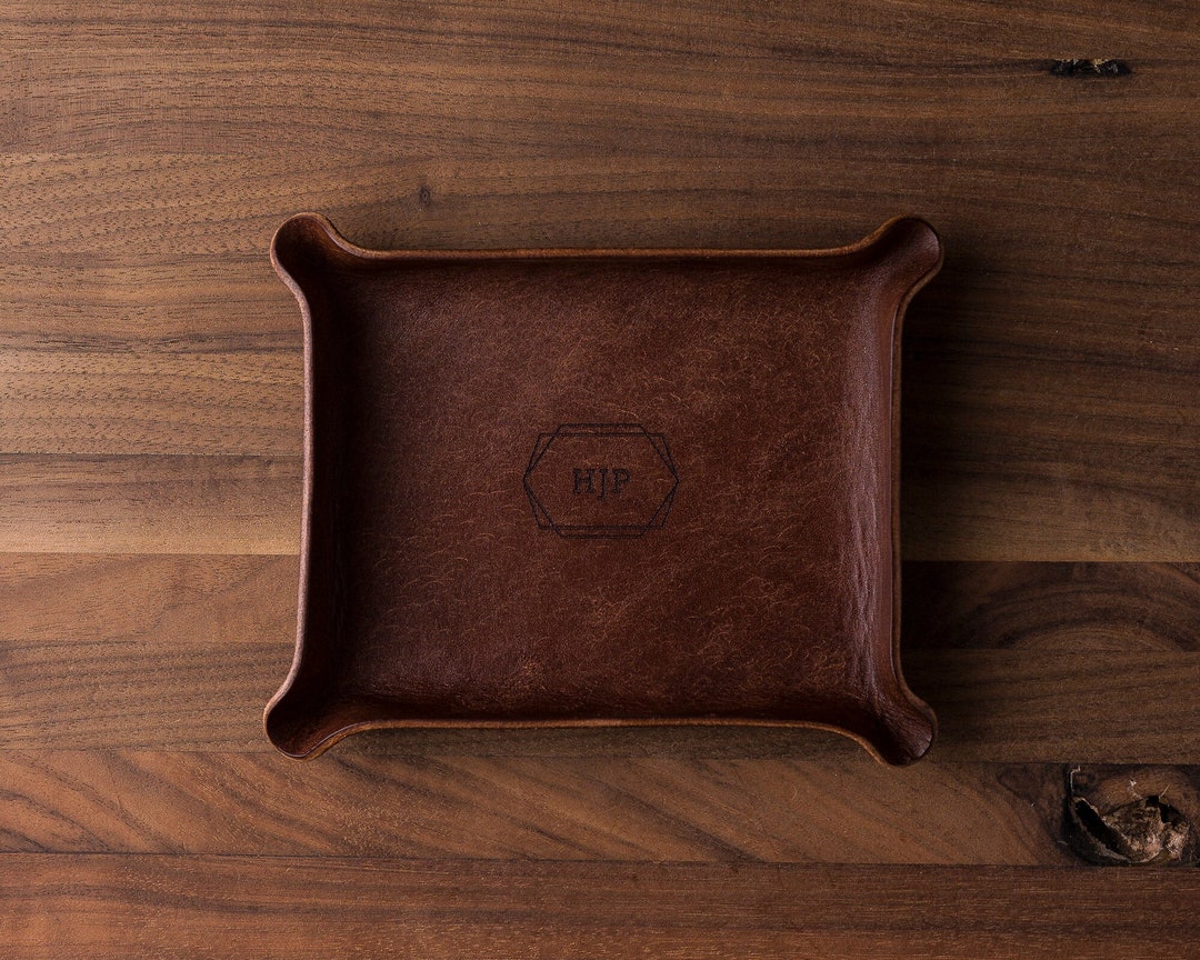 Framed Monogram Leather Ring Dish (custom Leather Catchall ...