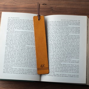 Striped Monogram Leather Bookmark custom leather bookmark, personalized bookmark, custom gift for him, monogrammed gift, anniversary gift image 7