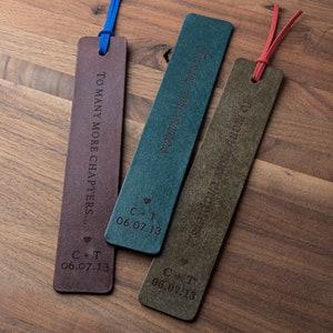 Many More Chapters Leather Bookmark (custom leather bookmark, personalized gift, gift for her, gift for him, leather anniversary gift)