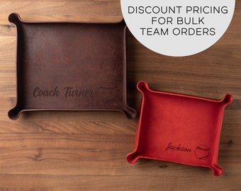 Baseball / Softball Leather Catchall (leather valet tray, coach thank you gift, personalized baseball team gift, custom baseball fan gift)