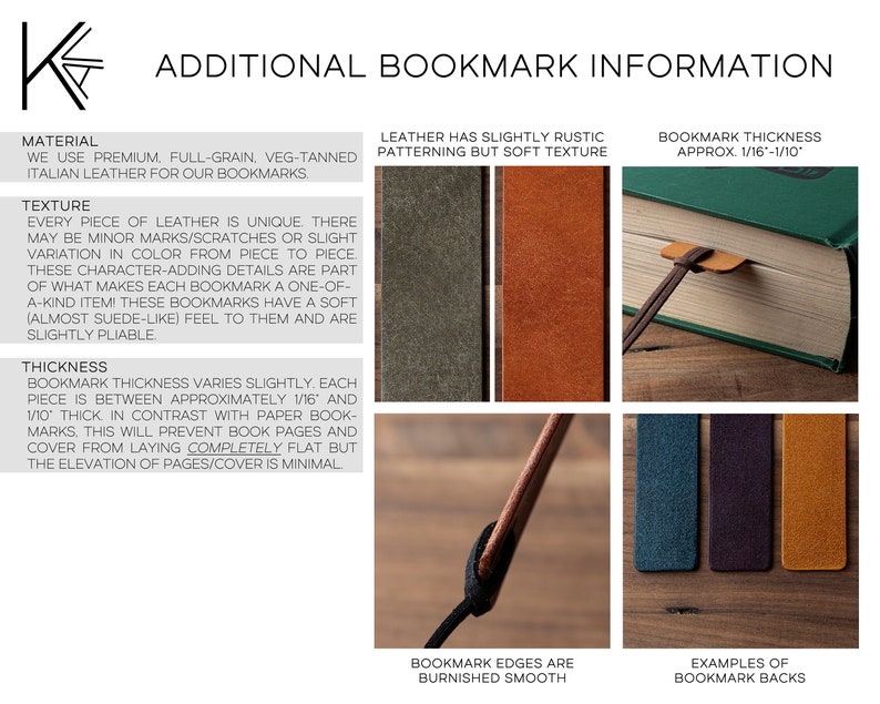 Striped Monogram Leather Bookmark custom leather bookmark, personalized bookmark, custom gift for him, monogrammed gift, anniversary gift image 9