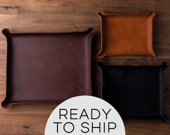 READY TO SHIP Leather Catchall (leather catchall, leather tray, leather valet tray, gift for him, Christmas gift, anniversary gift for him)