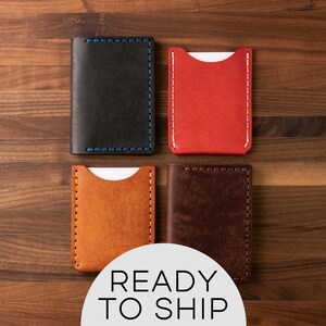 Cartera de cuero cosida a mano LISTA PARA ENVIAR (cartera de cuero, cartera personalizada, regalo para él, regalo personalizado, cartera de hombre, cartera minimalista delgada)
