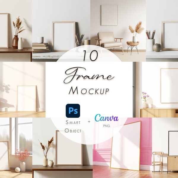 Floating Frame Mockup, Shadow Overlay, Photoshop Smart Object, Frame Mockup Bundle, Picture Frame Mockup, Poster Mock Up