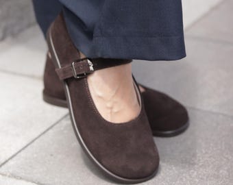 Mary Janes de cuero hechas a mano: zapatos planos descalzos con puntera ancha