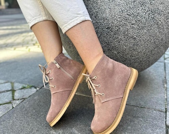 Wide Toe Box Leather Ankle Boots: Lace-Up Women's Spring-Autumn Boots