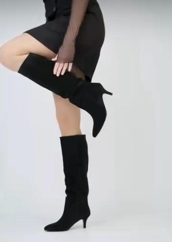 Dress 90s Black Knee High Boots NWOB 90s Style Black Faux Leather