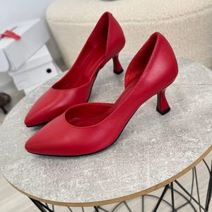 Handmade Red Leather High Heels: Elegant Stiletto Bridal Pumps