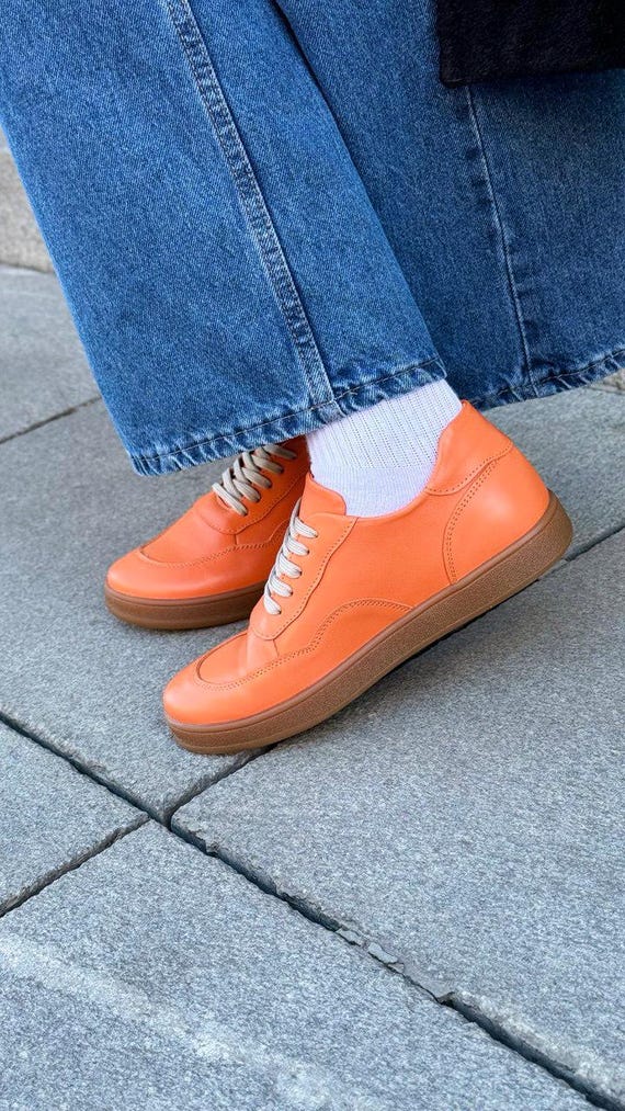 Leather Low-top Sneakers: Handmade Suede Tie Trainers - Etsy display picture 1