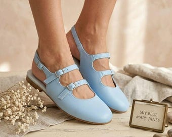 Wide Toe Box Mary Jane Flats | Barefoot Shoes Women | Handmade Leather Flat Shoes | Minimalist Mary Jane Shoes