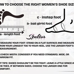 Puede incluir: Diagrama que ilustra c&oacute;mo medir la longitud y el ancho del pie para la talla de zapatos. Incluye un contorno del pie con secciones etiquetadas para el empeine y el contorno del metatarso, e instrucciones para medir desde el dedo m&aacute;s largo hasta el tal&oacute;n. Texto: "&iquest;C&oacute;mo elegir la talla de zapato correcta para mujer?"