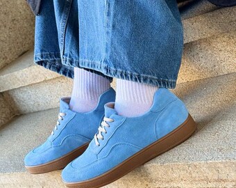 Handmade Suede Low-Top Sneakers: Women's Tie Trainers