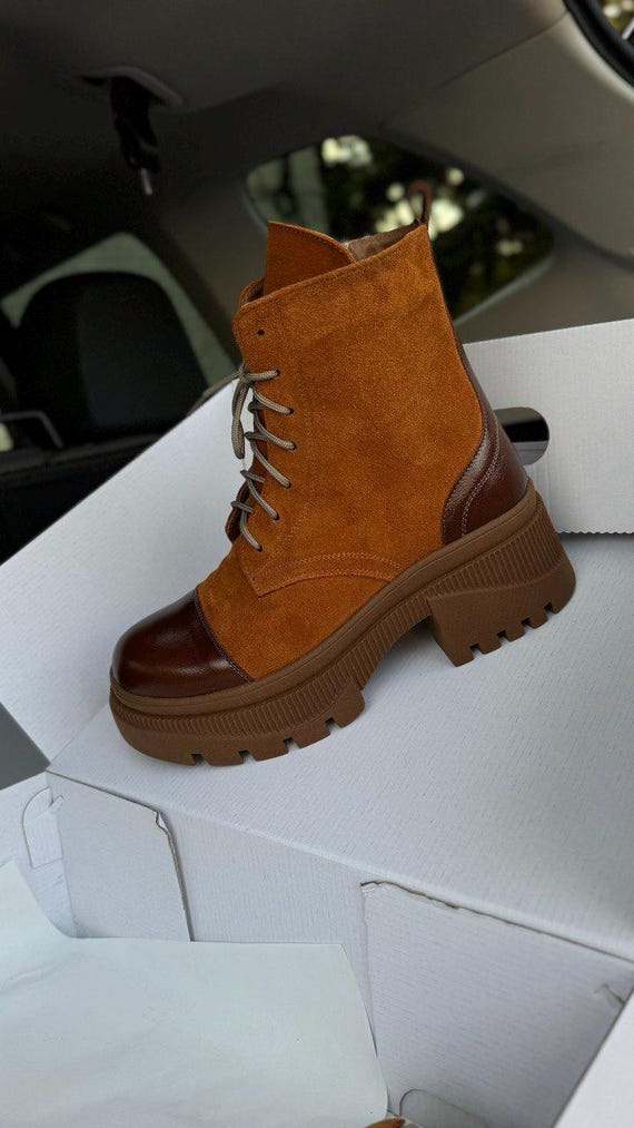 Cordones Botas Militares Marron Mujer BOTÍN SERRAJE CORDONES EVA PARIS