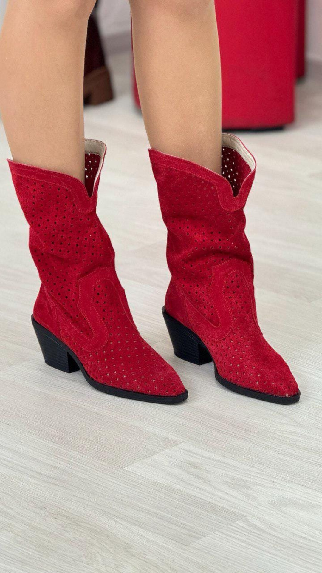 Stella Shoes - Western Cowgirl Red Boots