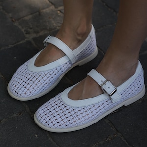 White Sheer Flats | Mesh Flats | Mesh Mary Jane Flat | Fishnet Ballet Shoes | Handmade Mesh Balet Shoes | Popular now | Gift for her