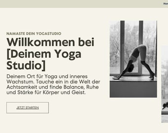 Website Yoga Website Canva Vorlage Deutsch Coaching Website Template Minimalistisch Mobil Kostenloses Hosting  Webvisitenkarte