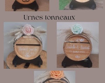 Wooden barrel urn for weddings and parties, wedding kitty