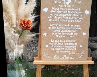 Wooden sign welcoming you to our secular ceremony, 40 x 60 cm. Secular ceremony