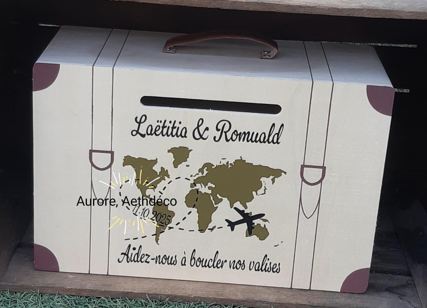 Valise Décorative Vintage - MDF Et Simili Cuir Marron - Boîte De Rangement