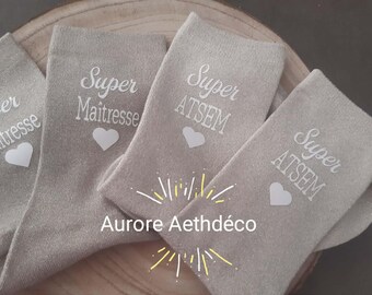 Personalized glitter socks for teachers, teaching assistants, moms, nannies, or others ;o). Perfect Christmas or end-of-school-year gifts.