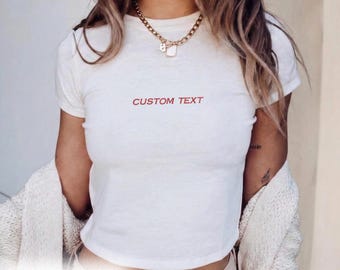 Custom Embroidered Crop Tank Top, Minimalist Text Croptop, Personalized Name Tank,Cute Custom Shirt,Personalized Text Girly Tee,Gift for Her