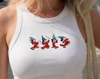 Vintage Disney Fantasia Mickey Tank Top, Sorcerer Mickey Shirt, Magic Mickey Crop Top, Cute Disney Tank, Aesthetic Ribbed Summer Top